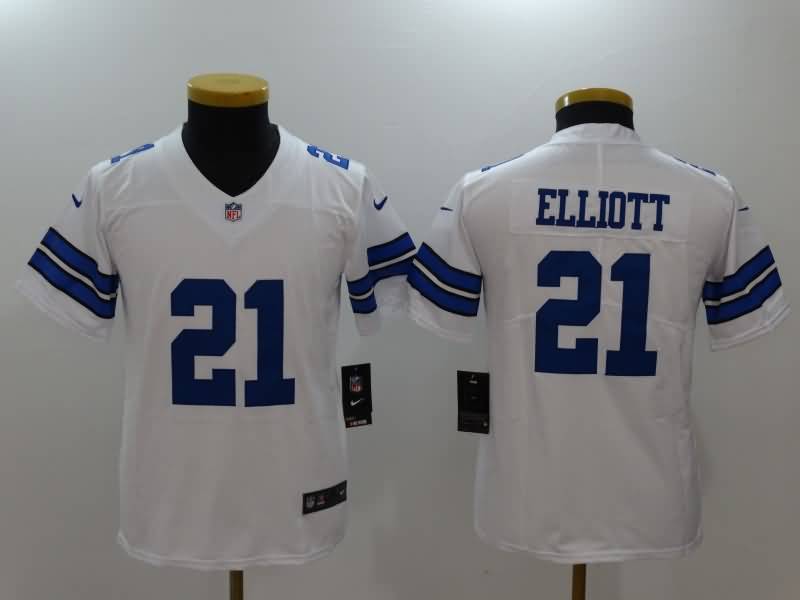 Kids Dallas Cowboys ELLIOTT #21 White NFL Jersey