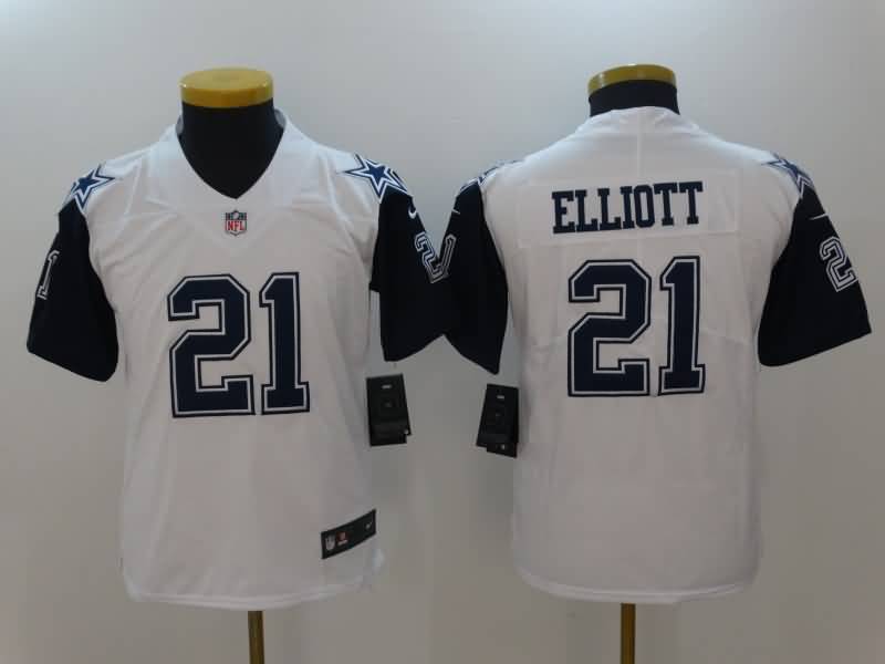 Kids Dallas Cowboys ELLIOTT #21 White NFL Jersey 02