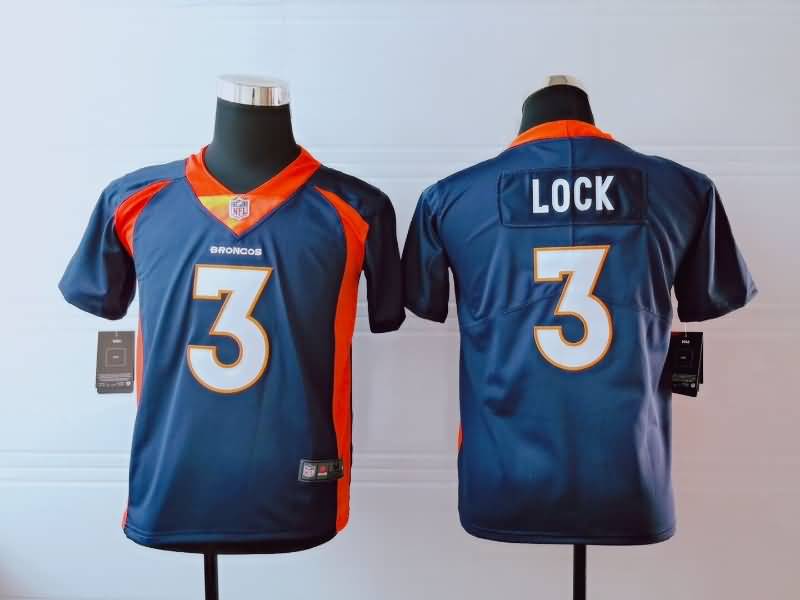 Kids Denver Broncos LOCK #3 Dark Blue NFL Jersey