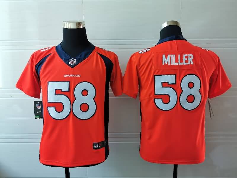 Kids Denver Broncos MILLER #58 Orange NFL Jersey