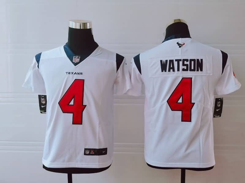 Kids Houston Texans WATSON #4 White NFL Jersey