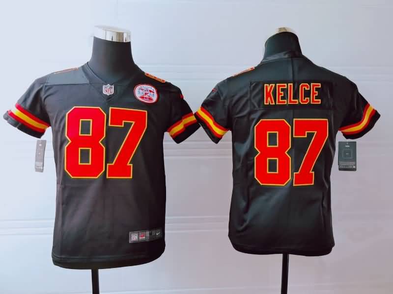 Kids Kansas City Chiefs KELCE #87 Black NFL Jersey
