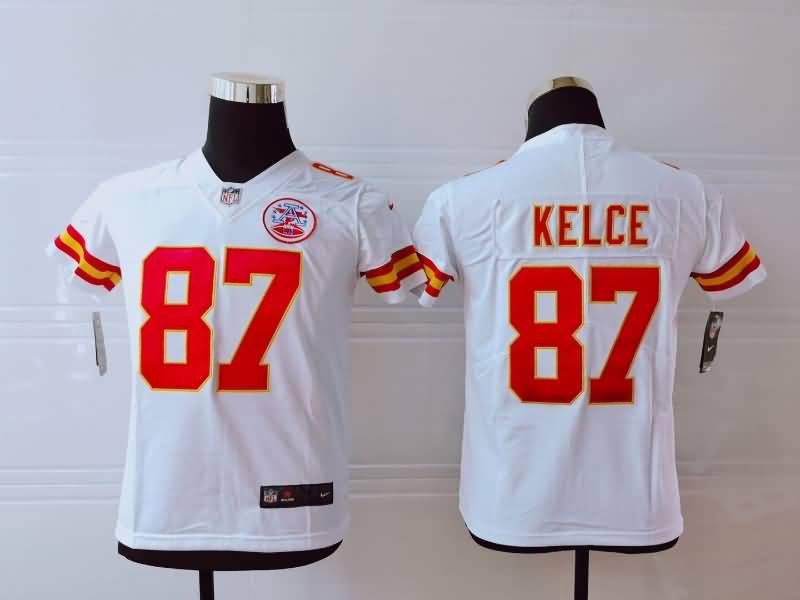 Kids Kansas City Chiefs KELCE #87 White NFL Jersey