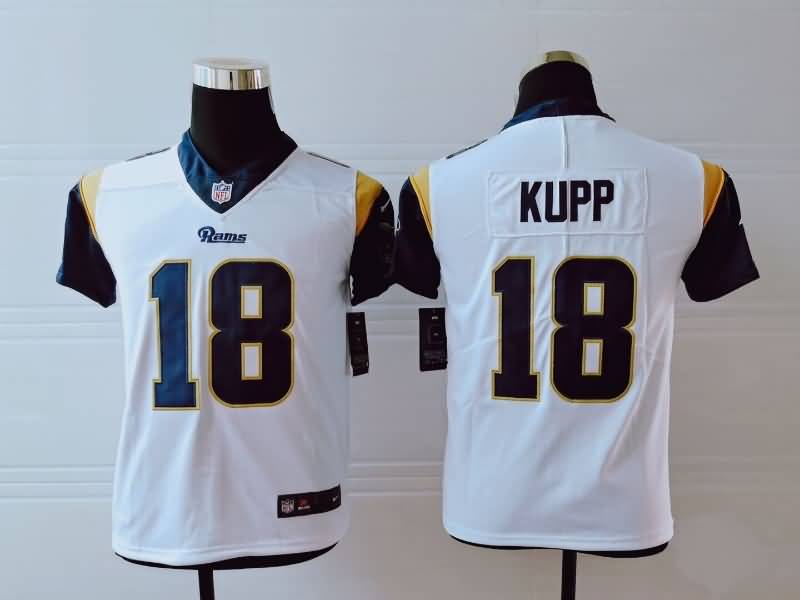 Kids Los Angeles Rams KUPP #18 White NFL Jersey