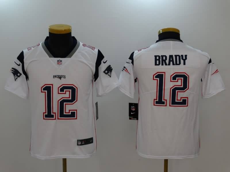 Kids New England Patriots BRADY #12 White NFL Jersey