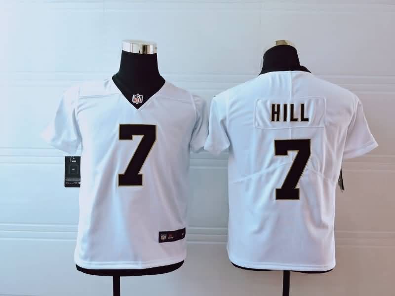 Kids New Orleans Saints HILL #7 White NFL Jersey