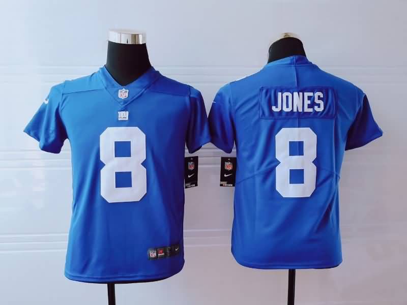 Kids New York Giants JONES #8 Blue NFL Jersey