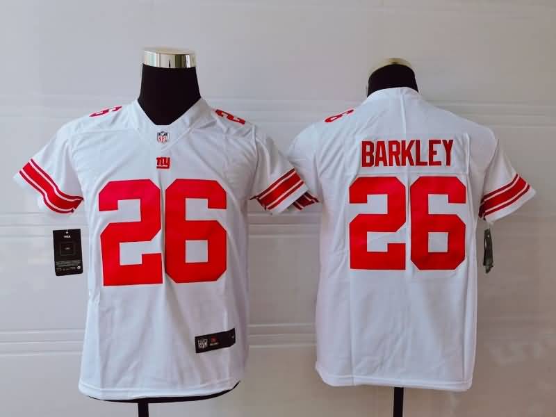 Kids New York Giants BARKLEY #26 White NFL Jersey