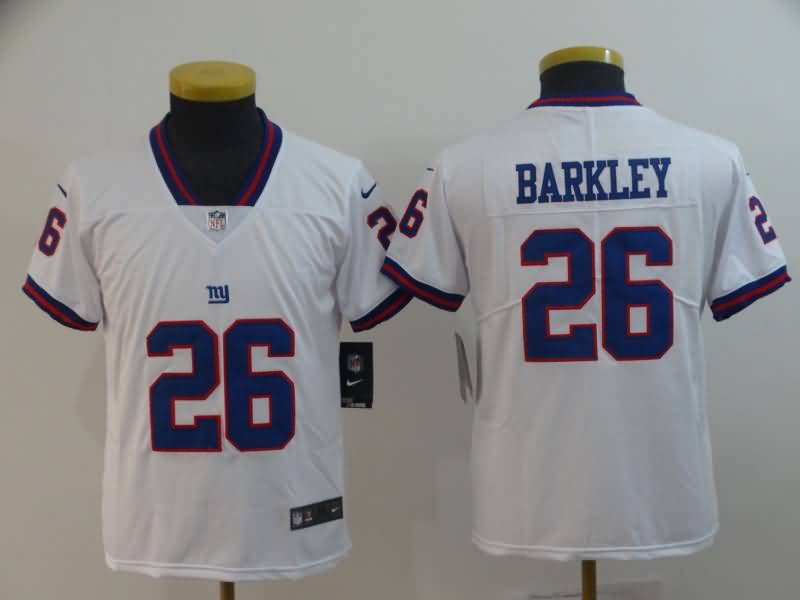 Kids New York Giants BARKLEY #26 White NFL Jersey 02