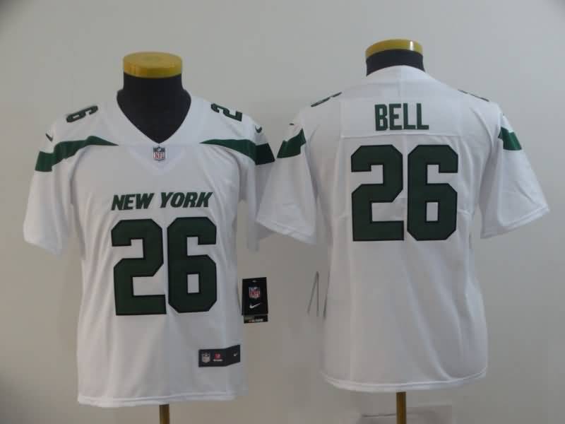 Kids New York Jets BELL #26 White NFL Jersey
