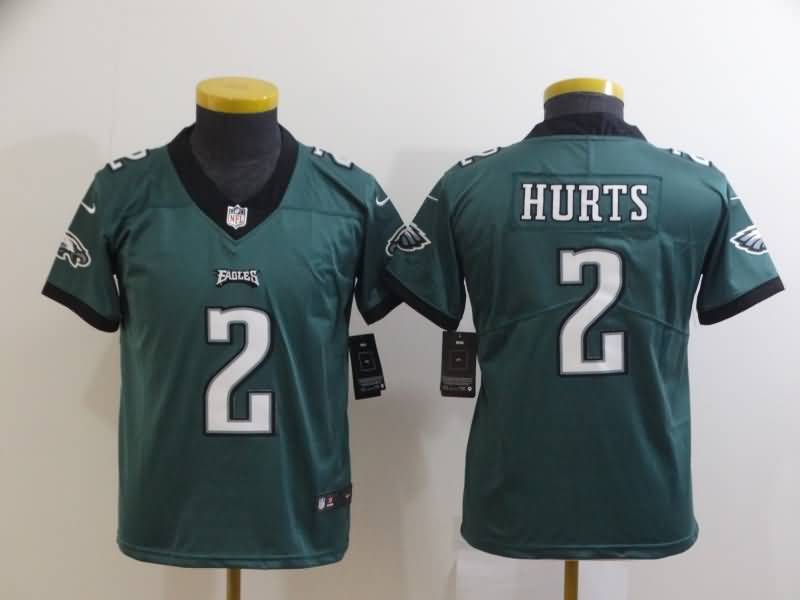 Kids Philadelphia Eagles HURTS #2 Green NFL Jersey