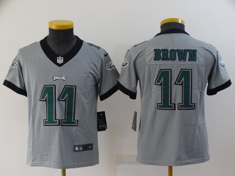 Kids Philadelphia Eagles BROWN #11 Grey Inverted Legend NFL Jersey