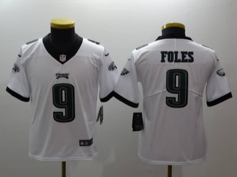 Kids Philadelphia Eagles FOLES #9 White NFL Jersey