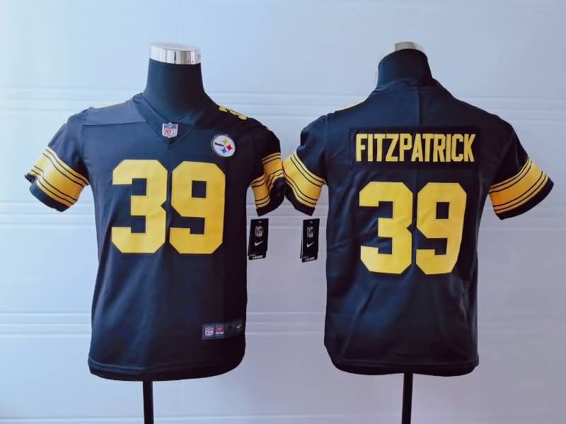 Kids Pittsburgh Steelers FITZPATRICK #39 Black NFL Jersey 03