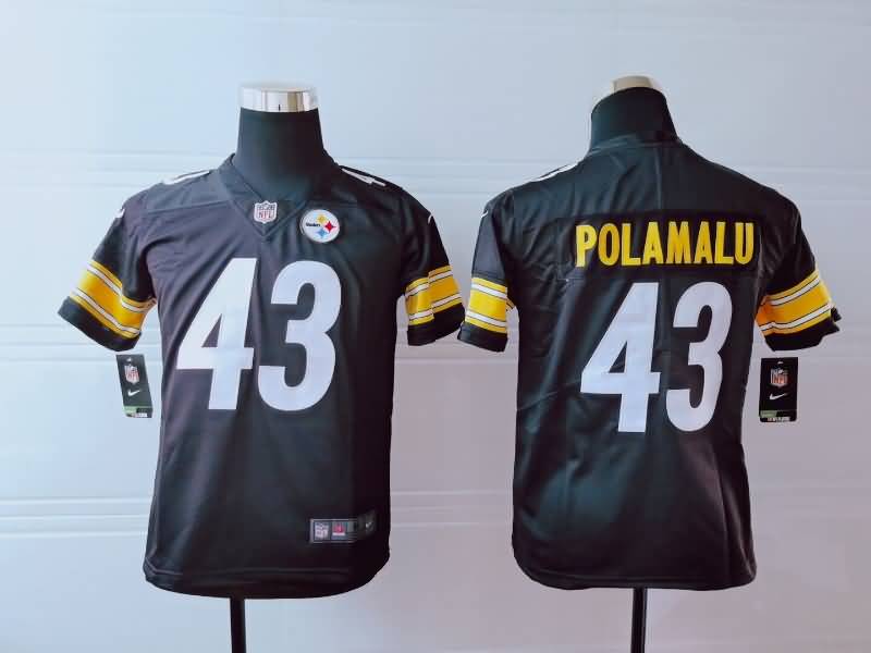 Kids Pittsburgh Steelers POLAMALU #43 Black NFL Jersey
