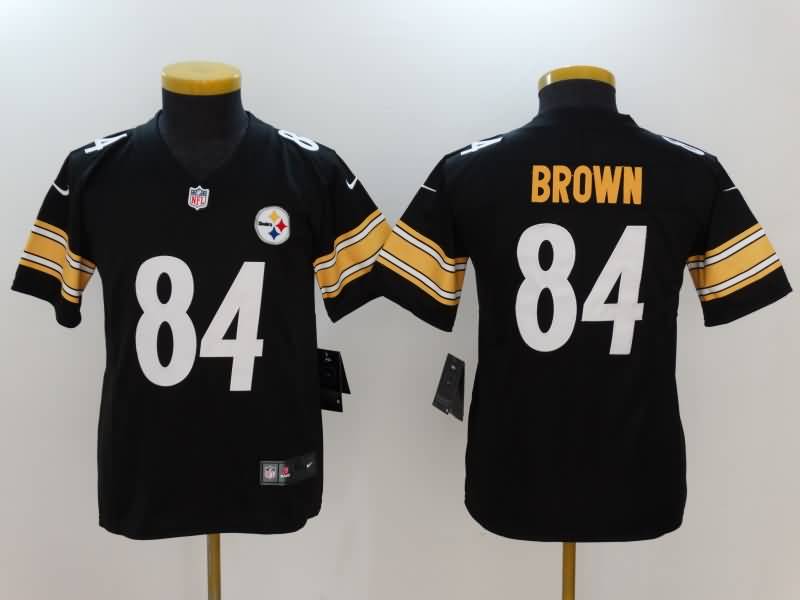 Kids Pittsburgh Steelers BROWN #84 Black NFL Jersey