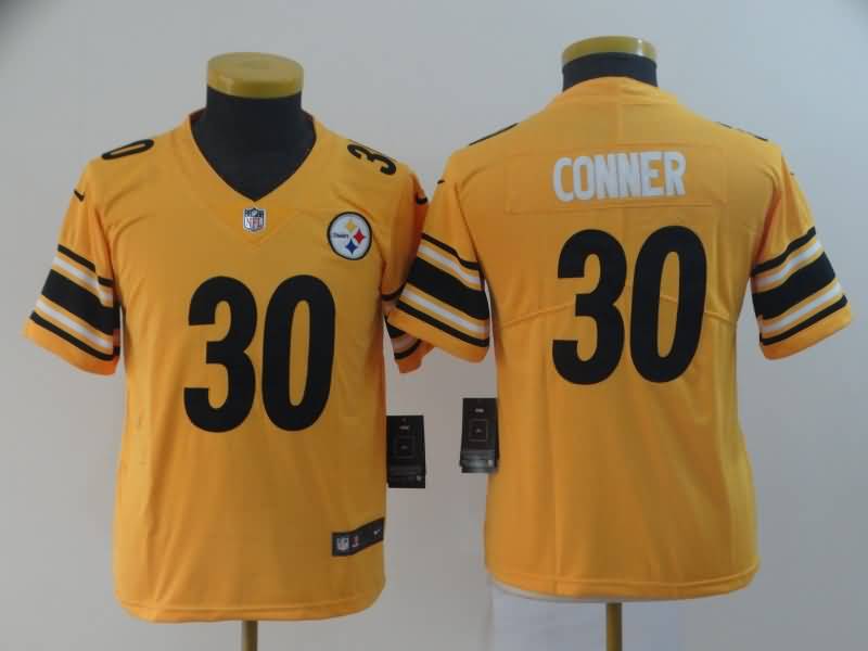 Kids Pittsburgh Steelers CONNER #30 Yellow Inverted Legend NFL Jersey