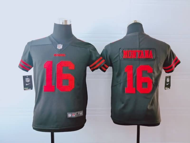 Kids San Francisco 49ers MONTANA #16 Black NFL Jersey