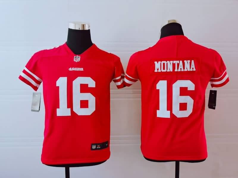 Kids San Francisco 49ers MONTANA #16 Red NFL Jersey