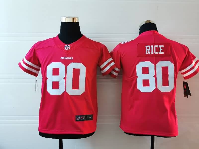 Kids San Francisco 49ers RICE #80 Red NFL Jersey