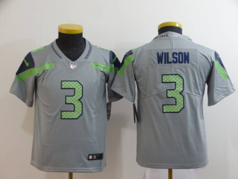 Kids Seattle Seahawks WILSON #3 Grey Inverted Legend NFL Jersey