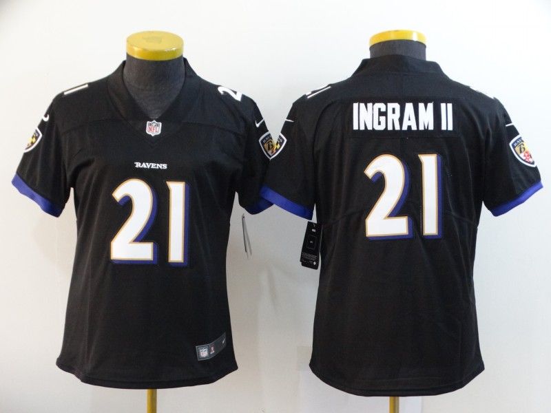 Baltimore Ravens INGRAM II #21 Black Women NFL Jersey