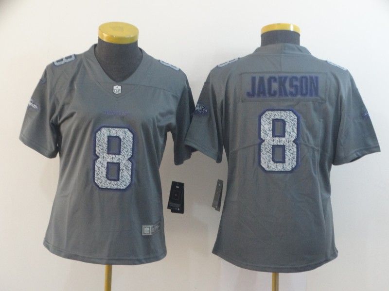 Baltimore Ravens JACKSON #8 Grey Fashion Women NFL Jersey