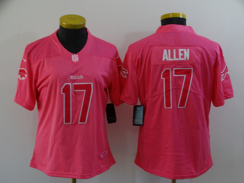 Buffalo Bills ALLEN #17 Pink Fashion Women NFL Jersey