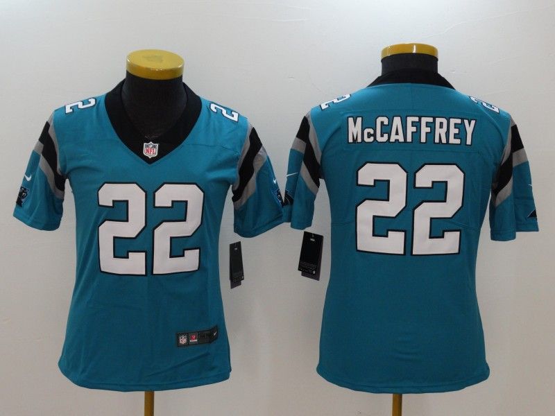 Carolina Panthers McCAFFREY #22 Blue Women NFL Jersey