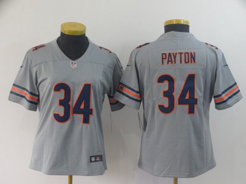 Chicago Bears PAYTON #34 Grey Inverted Legend Women NFL Jersey
