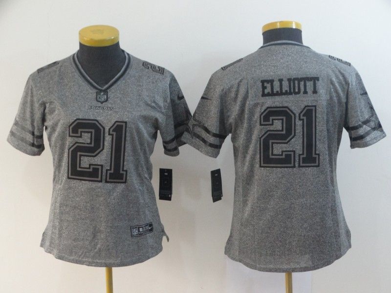 Dallas Cowboys ELLIOTT #21 Grey Women NFL Jersey