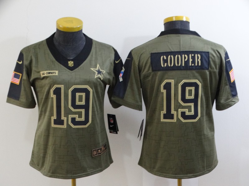 Dallas Cowboys COOPER #19 Olive Salute To Service Women NFL Jersey