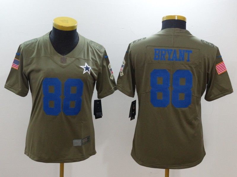 Dallas Cowboys BRYANT #88 Olive Salute To Service Women NFL Jersey