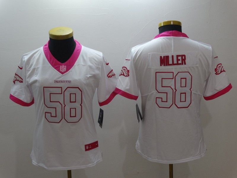 Denver Broncos MILLER #58 White Fashion Women NFL Jersey