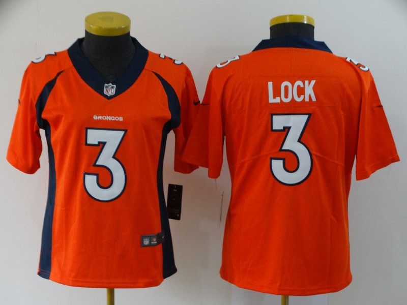 Denver Broncos LOCK #3 Orange Women NFL Jersey