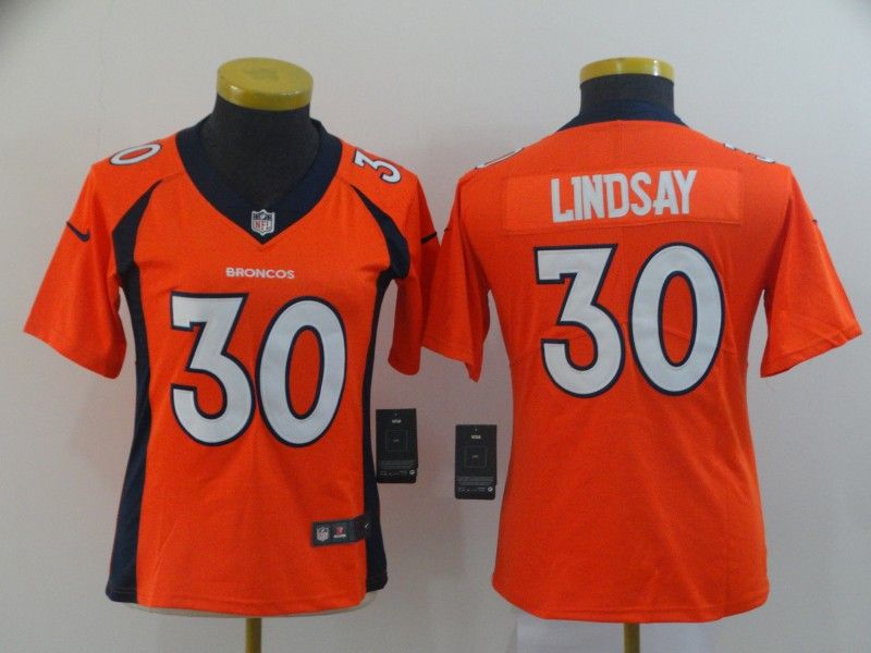 Denver Broncos LINDSAY #30 Orange Women NFL Jersey