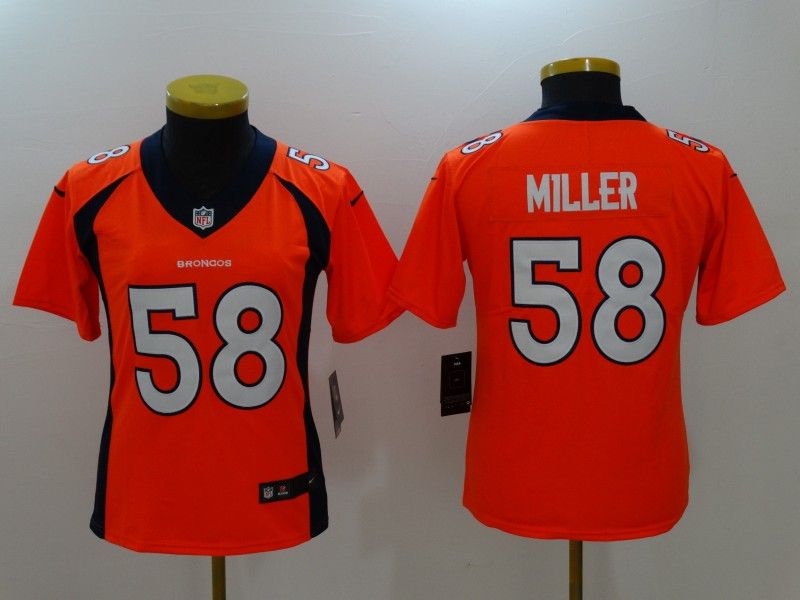 Denver Broncos MILLER #58 Orange Women NFL Jersey