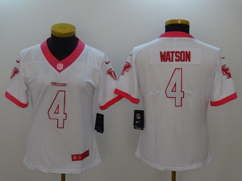 Houston Texans WATSON #4 White Fashion Women NFL Jersey