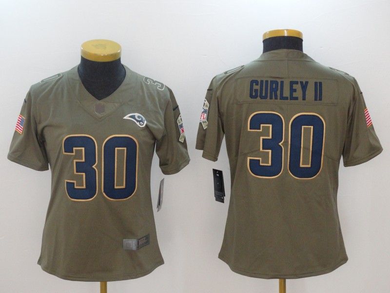 Los Angeles Rams GURLEY II #30 Olive Salute To Service Women NFL Jersey