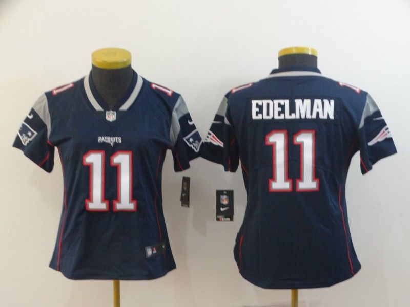 New England Patriots EDELMAN #11 Dark Blue Women NFL Jersey 02