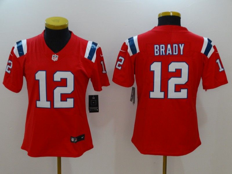 New England Patriots BRADY #12 Red Women NFL Jersey