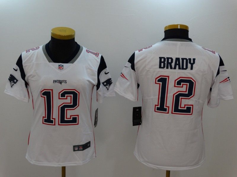 New England Patriots BRADY #12 White Women NFL Jersey