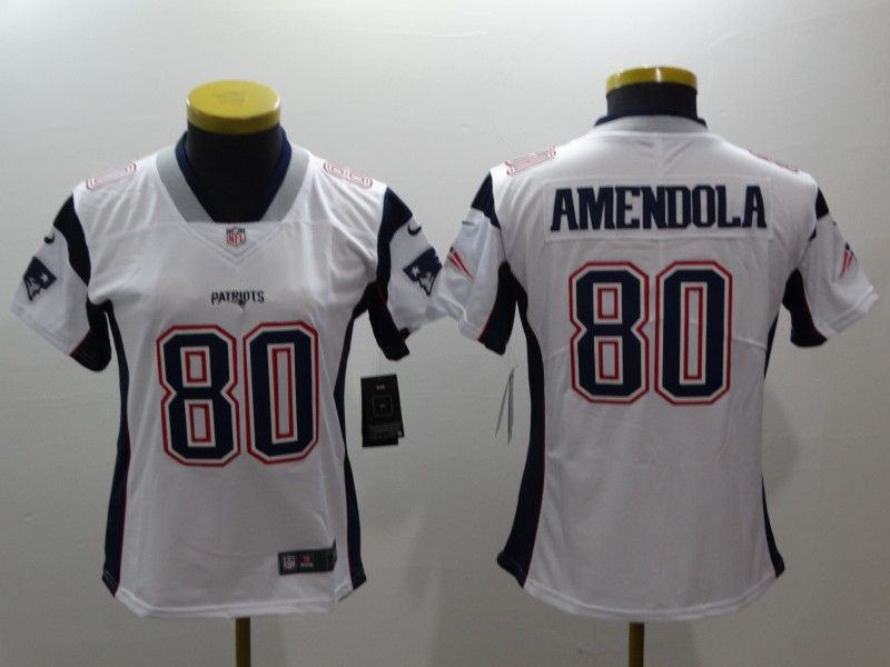 New England Patriots AMENDOLA #80 White Women NFL Jersey