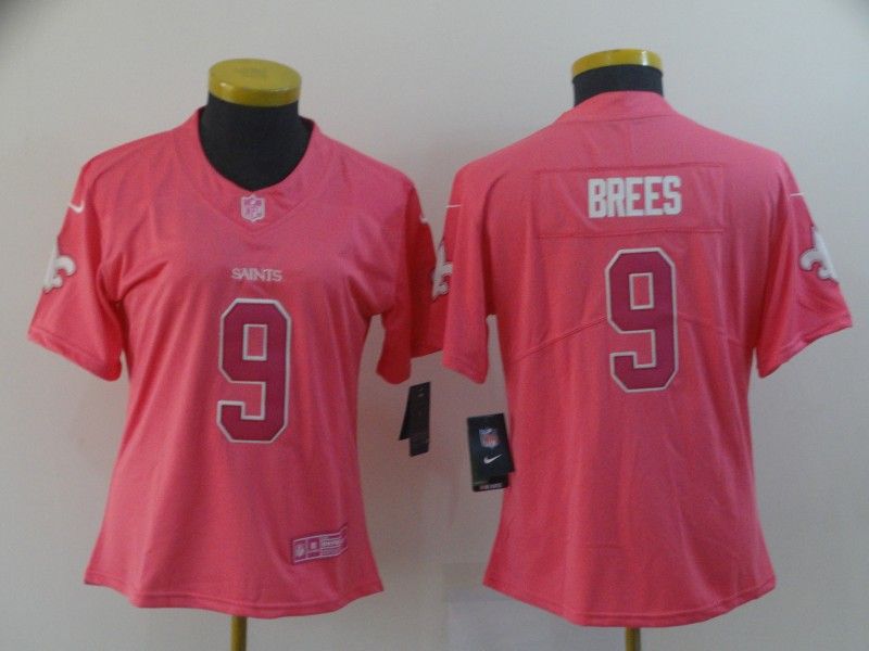 New Orleans Saints BREES #9 Pink Fashion Women NFL Jersey