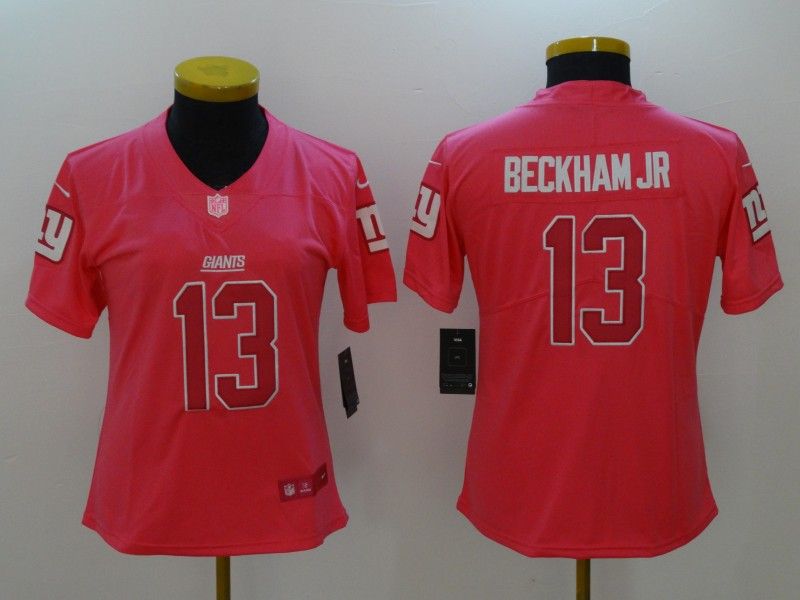 New York Giants BECKHAM JR #13 Pink Fashion Women NFL Jersey
