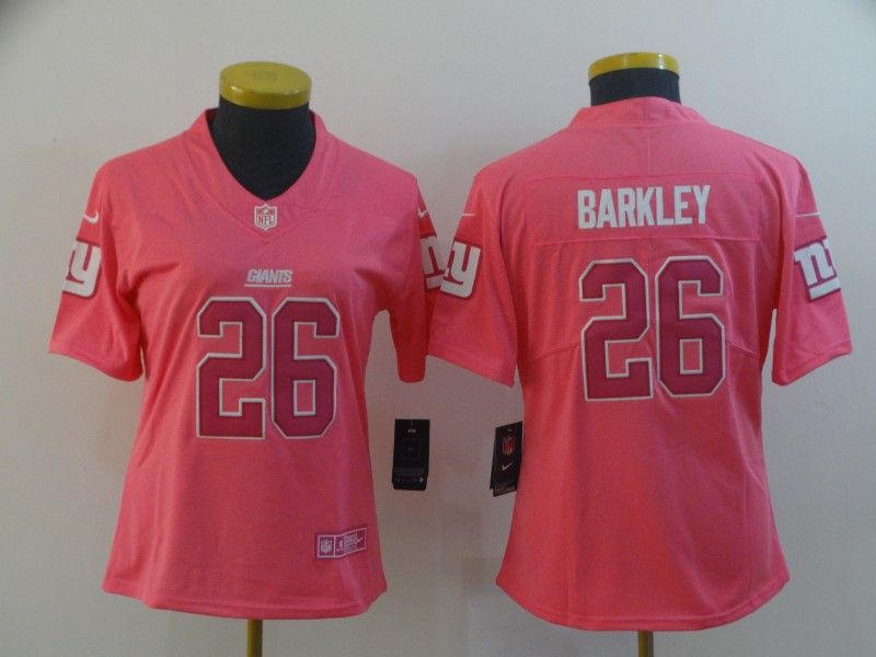 New York Giants BARKLEY #26 Pink Fashion Women NFL Jersey