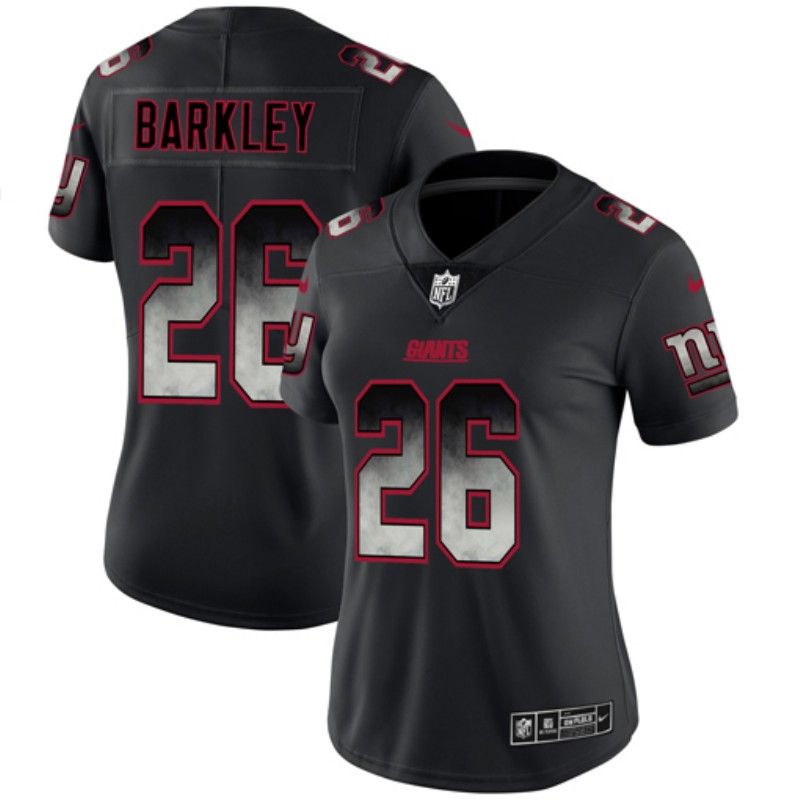 New York Giants BARKLEY #26 Black Smoke Fashion Women NFL Jersey