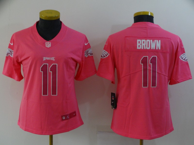 Philadelphia Eagles BROWN #11 Pink Smoke Fashion Women NFL Jersey