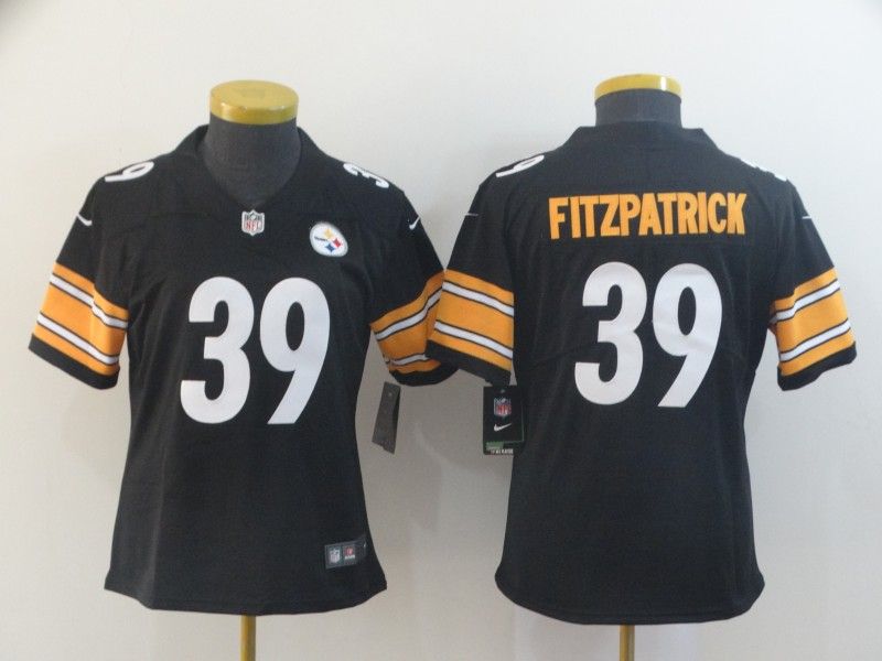 Pittsburgh Steelers FITZPATRICK #39 Black Women NFL Jersey 02