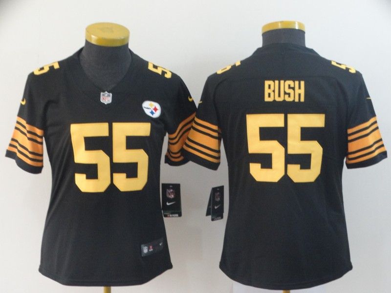 Pittsburgh Steelers BUSH #55 Black Women NFL Jersey 03
